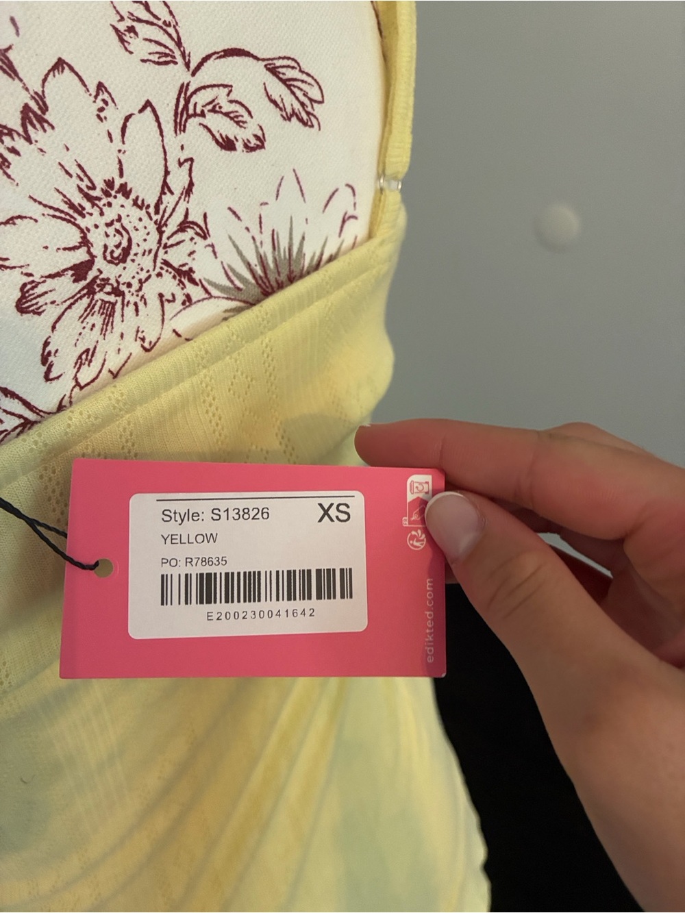 Edikted Pale Yellow Ribbed Ruffle-Hem Mini Dress - Picture 4 of 4
